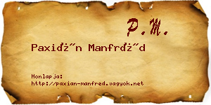 Paxián Manfréd névjegykártya